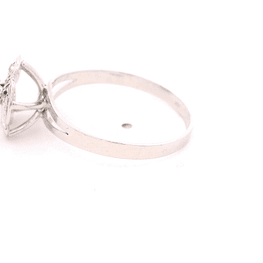 Anillo de Oro Blanco 18K Flor Rodinado con Diamante