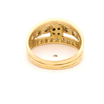 Anillo de Oro Amarillo 18K Bombé Calado con 28 Diamantes