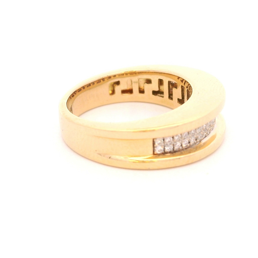 Anillo de Oro Amarillo 18K Cintillo Doble con 42 Diamantes