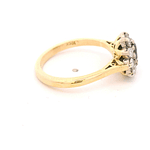 Anillo de Oro Amarillo 18K Flor con Zafiro Central y 10 Diamantes