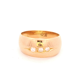 Anillo de Oro Amarillo 18K Bombé con Diamantes