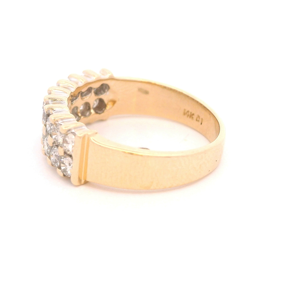 Anillo de Oro Amarillo 14K Cintillo Doble con 18 Diamantes