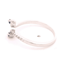 Anillo de Oro Blanco 18K Rodinado Cintillo con Diamantes y Zafiros Marquise