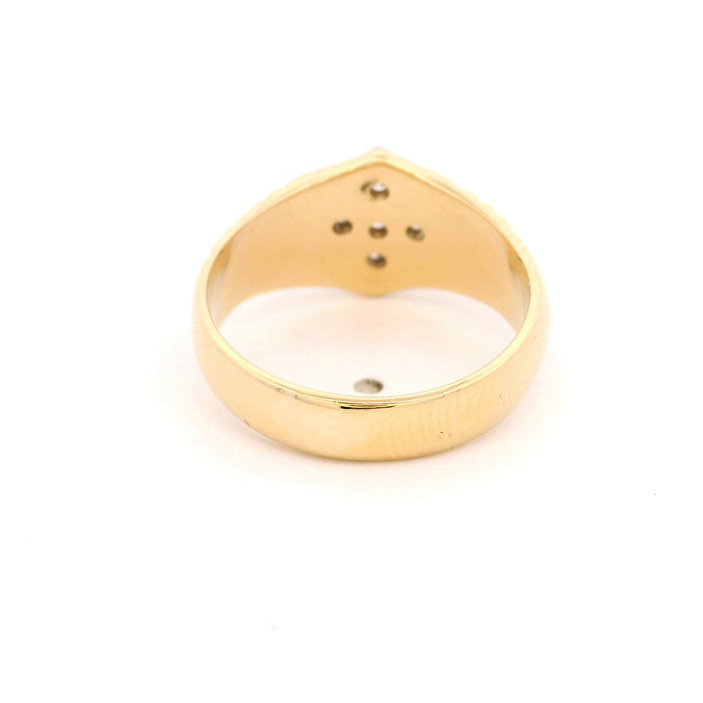Anillo de Oro Amarillo y Blanco 18K Sello Rombo con Diamantes