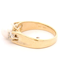 Anillo de Oro Amarillo 14K Solitario con Perla y Diamantes