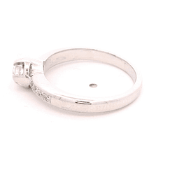 Anillo de Oro Blanco 18K Solitario Pavé Rodinado con Diamante 0,15 ct