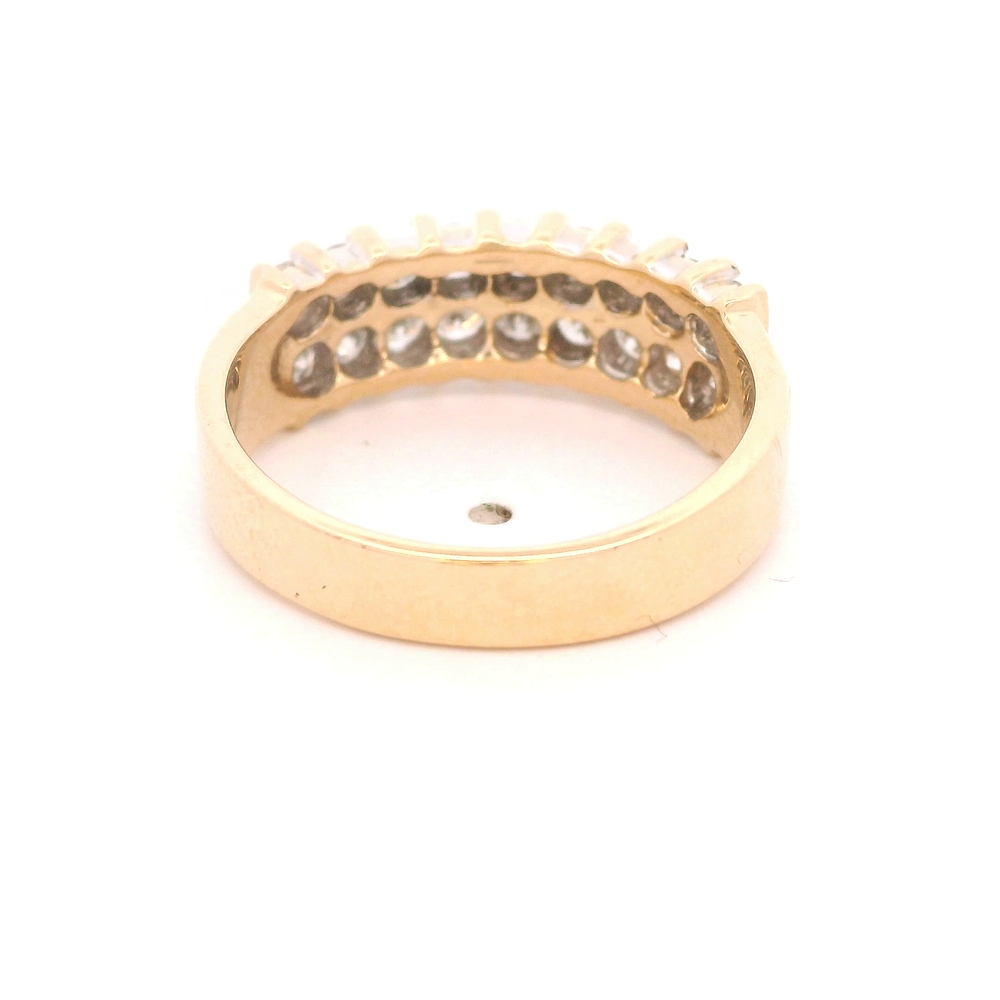 Anillo de Oro Amarillo 14K Cintillo Doble con 18 Diamantes