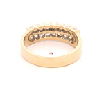 Anillo de Oro Amarillo 14K Cintillo Doble con 18 Diamantes