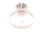 Anillo de Oro Blanco 18K Flor Rodinado con Diamante