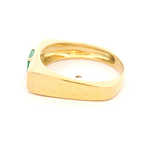 Anillo de Oro Amarillo 18K Cintillo con Esmeralda y Diamantes