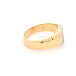 Anillo de Oro Amarillo y Blanco 18K Sello Rombo con Diamantes
