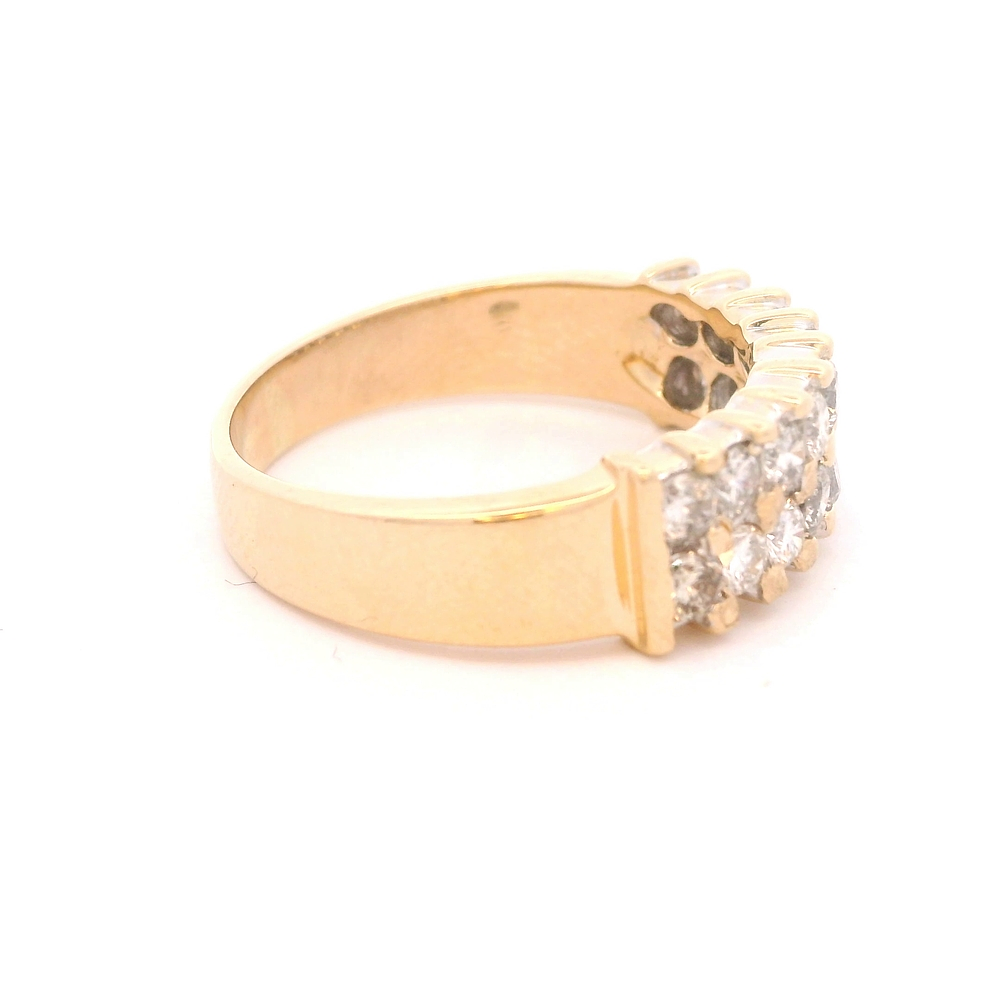 Anillo de Oro Amarillo 14K Cintillo Doble con 18 Diamantes
