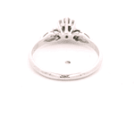 Anillo de Oro Blanco 18K Flor Rodinado Calado con Diamantes