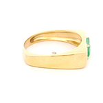 Anillo de Oro Amarillo 18K Cintillo con Esmeralda y Diamantes