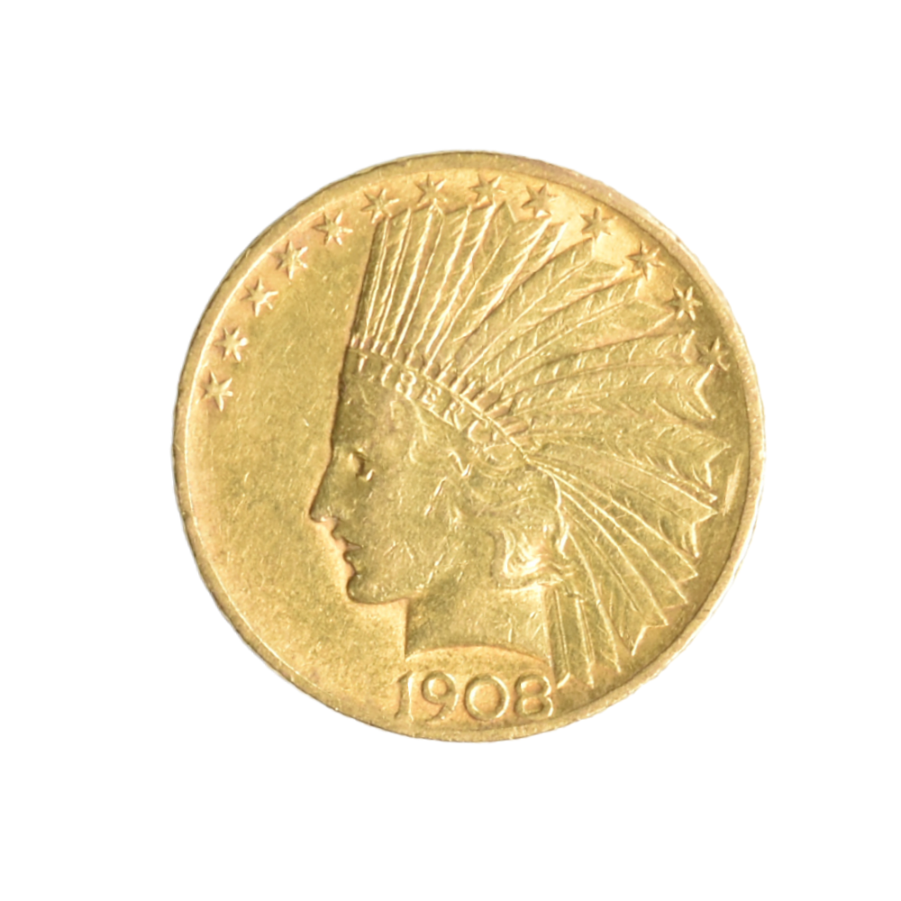 Moneda de Oro 10 Dólares Estados Unidos 1908 (Eagle Indian Head)