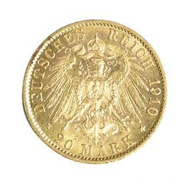 Moneda de Oro Alemania 20 Mark 1910 Guillermo II (Wilhelm II) – Oro 900