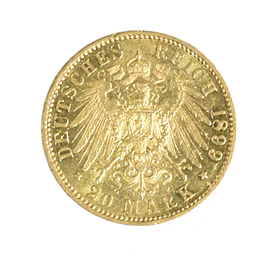 Moneda de Oro 20 Mark Alemania 1899 Wilhelm II 
