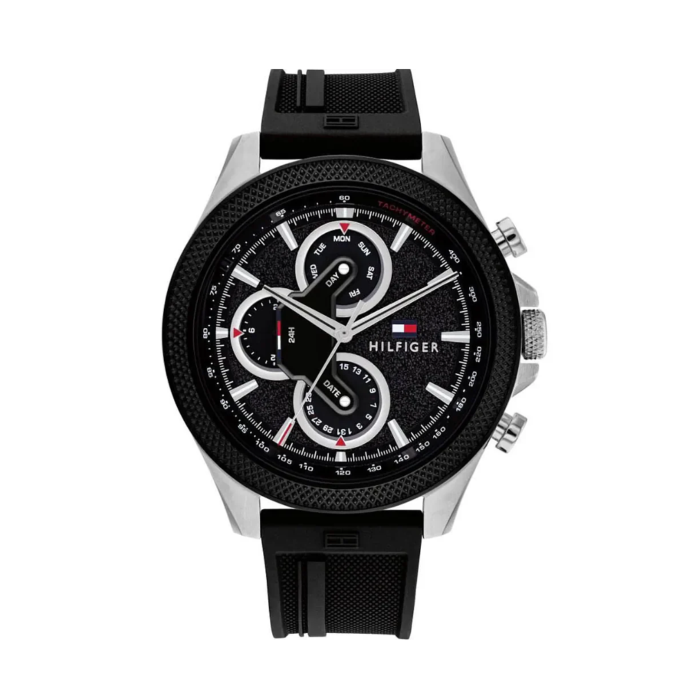 Reloj Tommy Hilfiger Clark 1792082 Hombre Negro con Correa de Silicona