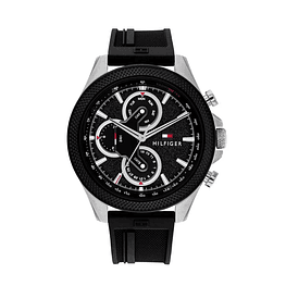 Reloj Tommy Hilfiger Clark 1792082 Hombre Negro con Correa de Silicona
