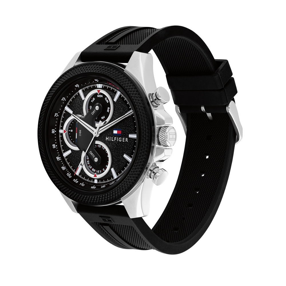 Reloj Tommy Hilfiger Clark 1792082 Hombre Negro con Correa de Silicona