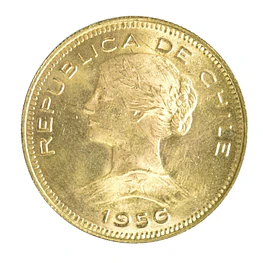 Moneda De Oro 21K 100 Pesos Chile Año 1956
