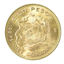 Moneda De Oro 21K 100 Pesos Chile Año 1956