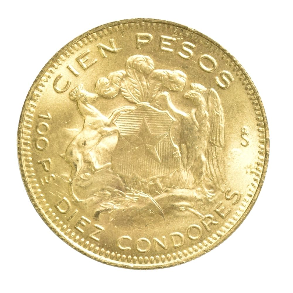 Moneda De Oro 21K 100 Pesos Chile Año 1953