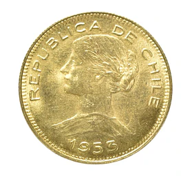 Moneda De Oro 21K 100 Pesos Chile Año 1953