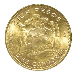 Moneda De Oro 21K 100 Pesos Chile Año 1955