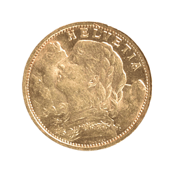 Moneda de Oro Suiza 20 Francos 1898 Helvetia (Vreneli)