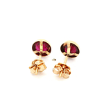 Aros De Oro Amarillo 18K Punto De Luz Fucsia 