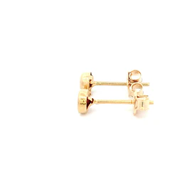 Aros De Oro Amarillo 18K Punto De Luz Fucsia
