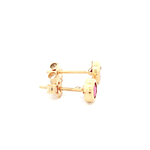 Aros De Oro Amarillo 18K Punto De Luz Fucsia