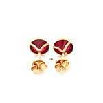 Aros De Oro Amarillo 18K Punto De Luz Fucsia