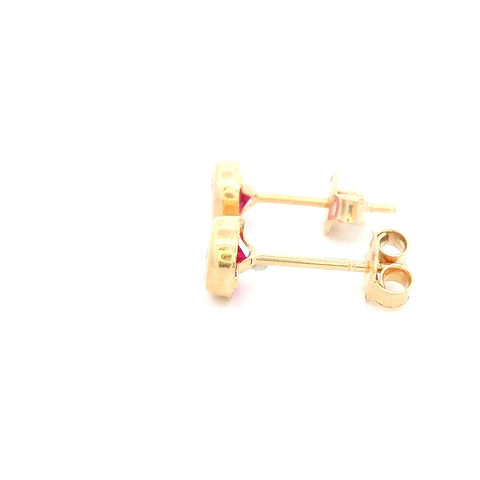 Aros De Oro Amarillo 18K Punto De Luz Rosada