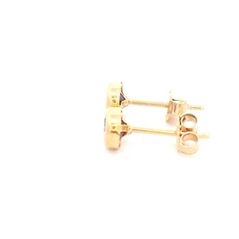 Aros De Oro Amarillo 18K Punto De Luz Morada