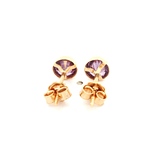 Aros De Oro Amarillo 18K Punto De Luz Morada