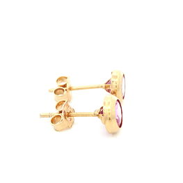 Aros De Oro Amarillo 18K Punto De Luz Rosada