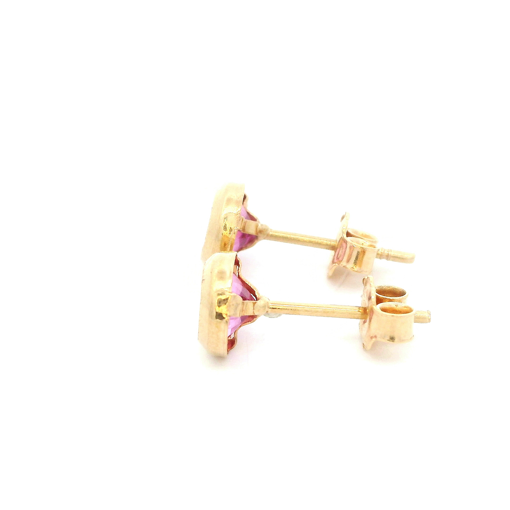 Aros De Oro Amarillo 18K Punto De Luz Rosada