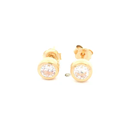Aros De Oro Amarillo 18K Punto De Luz Incolora