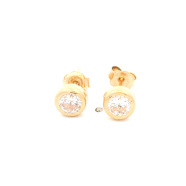 Aros De Oro Amarillo 18K Punto De Luz Incolora