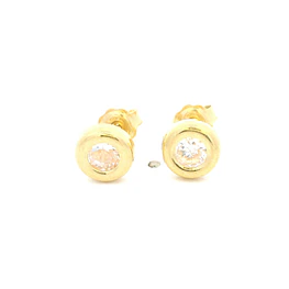 Aros De Oro Amarillo 18K Punto De Luz Incolora