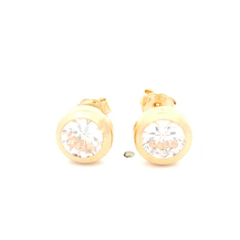 Aros De Oro Amarillo 18K Punto De Luz Incolora
