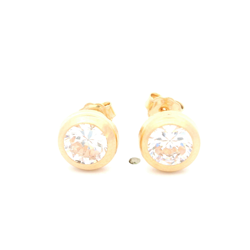 Aros De Oro Amarillo 18K Punto De Luz Incolora