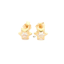 Aros De Oro Amarillo 18K Estrella Incolora