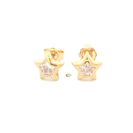 Aros De Oro Amarillo 18K Estrella Incolora