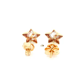 Aros De Oro Amarillo 18K Estrella Incolora