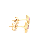 Aros De Oro Amarillo 18K Estrella Fucsia