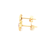 Aros De Oro Amarillo 18K Estrella Fucsia