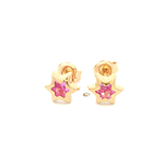 Aros De Oro Amarillo 18K Estrella Rosada